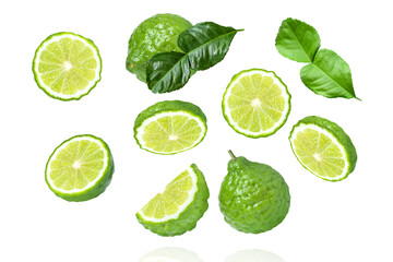 Bergamot lime fruit on white