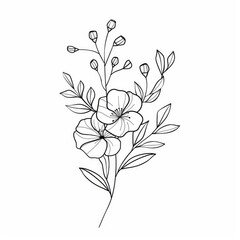  KS Floral branch and minimalist flowers for logo or tatto.