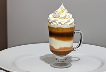 Vienna coffee in a tall glass with whipped cream