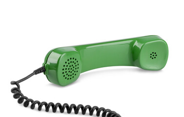 Vintage green telephone handset isolated on a transparent background png