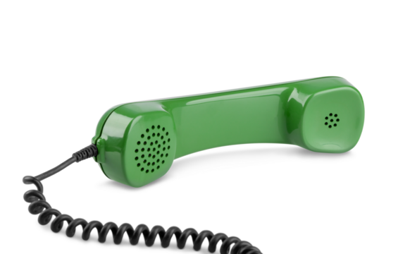 Vintage green telephone handset isolated on a transparent background png