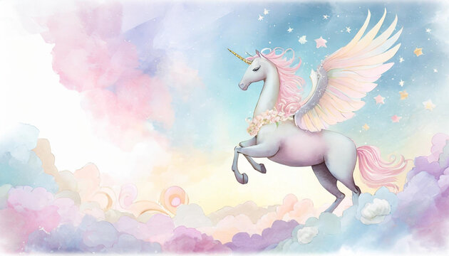 Illustration with the image of a unicorn