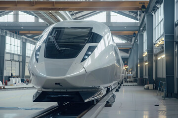 Fototapeta na wymiar Futuristic High-Speed Train Ready for Deployment - Industrial Banner
