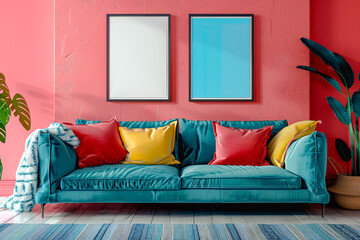 two frames wall art display mockup Dopamine Decor