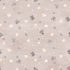 Abstract flowers pattern. Watercolor background whith flowers, spots and watercolor splatter. Vintage background.