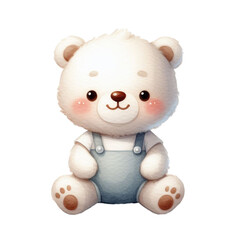  graphic of a white baby teddy bear on an isolated background