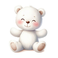  graphic of a white baby teddy bear on an isolated background