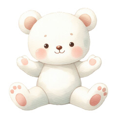  graphic of a white baby teddy bear on an isolated background