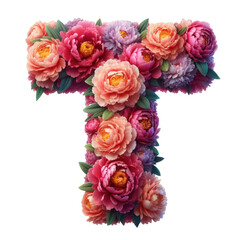 Isolated Floral Letter on a Clear PNG Canvas, Generative AI