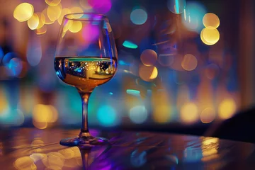 Foto op Plexiglas Enchanting Evening Ambiance Reflected in a Wine Glass Banner © Алинка Пад