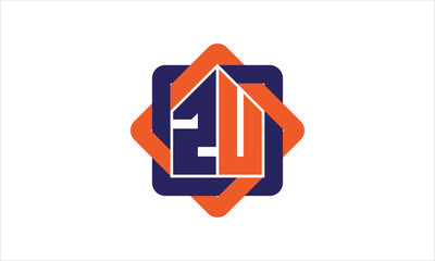 ZU real estate logo design vector template.