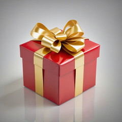 Fototapeta premium Red gift box with gold ribbon