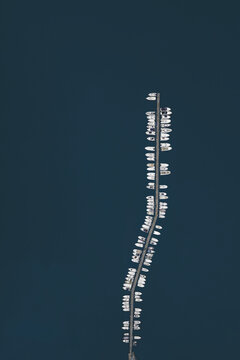 Aerial view of a plug of white standing boats in Sicily, Italy.