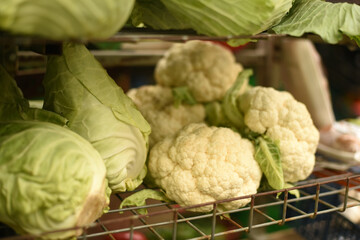Cauliflower in the supermarket. Vegetables