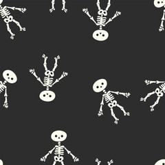 Fototapeta na wymiar Cute skeletons seamless Halloween background. Template for textile, wallpaper, packaging, cover, web, card, box, print, banner, ceramic