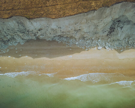Aerial view of Sangatte beach, Pas de Calais, France.