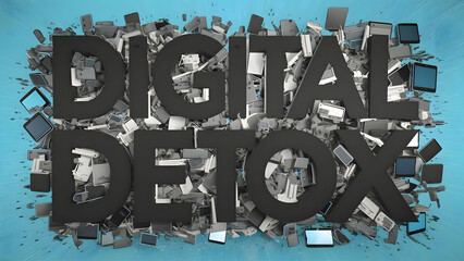 Inspiration text for digital detox - obrazy, fototapety, plakaty
