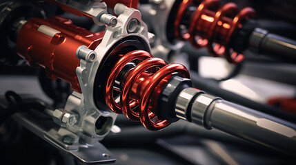 Adjust the suspension spring rates on a high-performance vehicle. - obrazy, fototapety, plakaty
