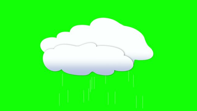 Cloud and rain animation against a green background