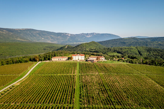 Aerial view of Belaj Castle in Istria, Croatia during summer.