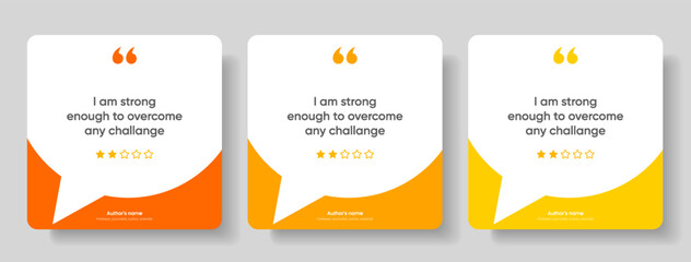 3D bubble testimonial banner, quote, infographic. Social media post template designs for quotes. Empty speech bubbles, quote bubbles and text box. Vector Illustration EPS10.