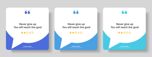 3D bubble testimonial banner, quote, infographic. Social media post template designs for quotes. Empty speech bubbles, quote bubbles and text box. Vector Illustration EPS10.