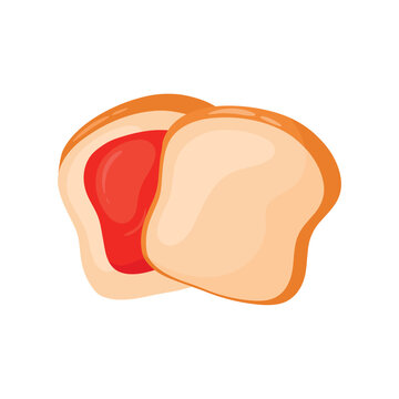 recommend clip art: Toast with strawberry jam for breakfast food vector illustration