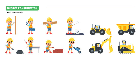 Kid Builder Construction Clipart Set