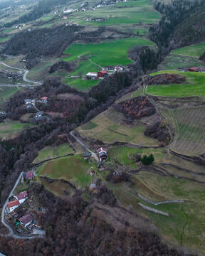 Aerial view of Klausen, South Tyrol, Italy.