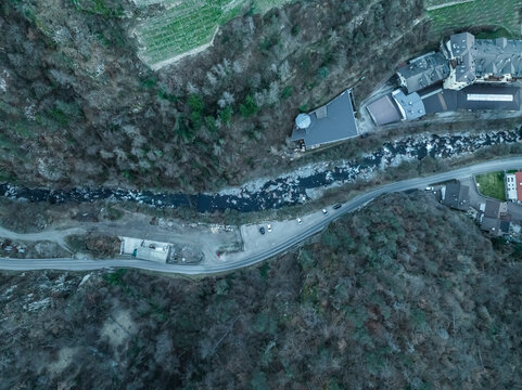 Aerial view of Chiusa, South Tyrol, Italy.