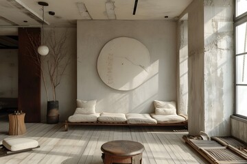 Simple room design in wabi-sabi style