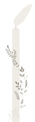 Fluctuating flame of a wax candle with a floral design around it. Flame in the wind. Blowing out a candle. Flat design. Vector.