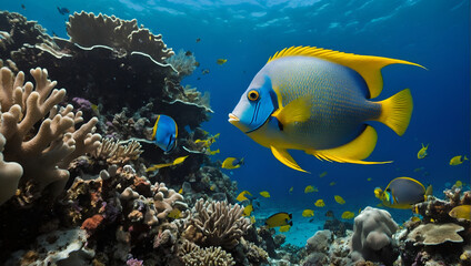 Fototapeta na wymiar Underwater Life Portrait of fish close uup