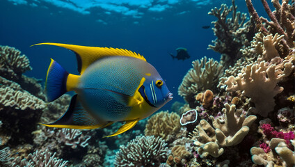 Fototapeta na wymiar Underwater Life Portrait of fish close uup