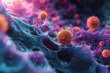 3D illustration of coronavirus. AI technology generated image - obrazy, fototapety, plakaty