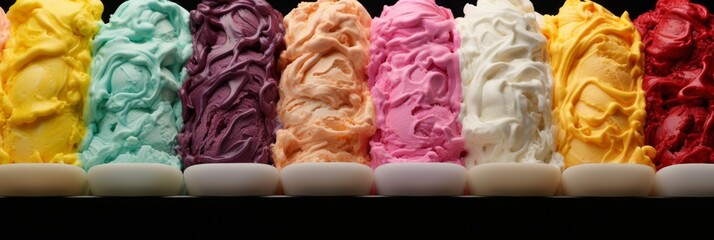 Colorful gelato flavor full frame background banner detail available for purchase