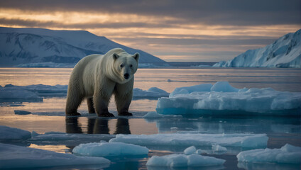 Polar Bear in its Natural Habitat - obrazy, fototapety, plakaty