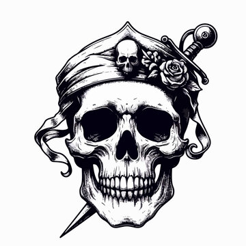 skull and crossbones, illustration of the pirate logo