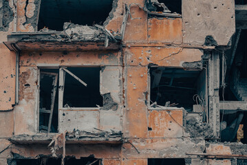 destroyed and burned houses in the city Russia Ukraine war