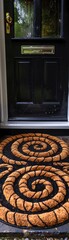 Bring to life the transformative power of a door mat through a captivating worms-eye view image that conveys a sense of positivity and purification Emphasize its dual function of welcoming guests and 