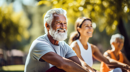 Portrait, stretching and active senior man at a park for training, exercise and cardio wellness.
