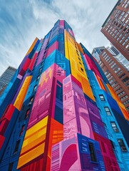 Unleash the power of urban art! Elevate cityscapes to new heights with a low-angle perspective that highlights the transformative impact of art projects on the urban environment Create captivating vis