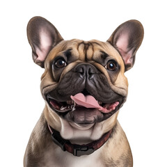 Half body close up portrait of a happy French Bulldog dog, Isolated on Transparent Background, PNG