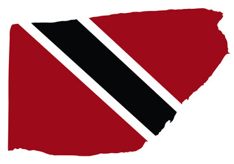 Trinidad and Tobago flag with palette knife paint brush strokes grunge texture design. Grunge brush stroke effect