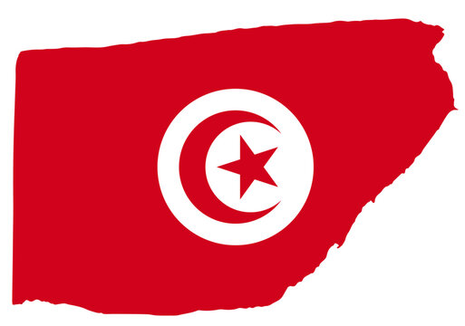 Tunisia flag with palette knife paint brush strokes grunge texture design. Grunge brush stroke effect