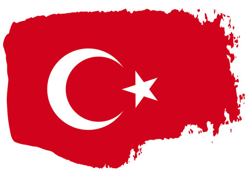 Turky flag with palette knife paint brush strokes grunge texture design. Grunge brush stroke effect