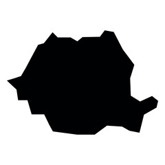 black vector romania map on white background