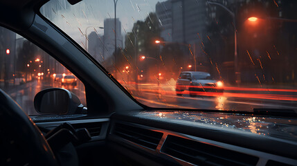 Change the windshield wipers on a commuter car. - obrazy, fototapety, plakaty