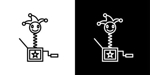 Classic Jack in the Box Toy Icons. Jester Surprise and Playful Prank Symbols