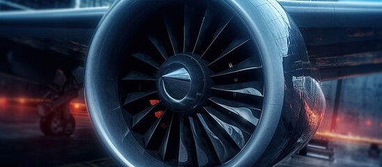turbo jet airplane or airplane turbine engine, aviation concept - obrazy, fototapety, plakaty